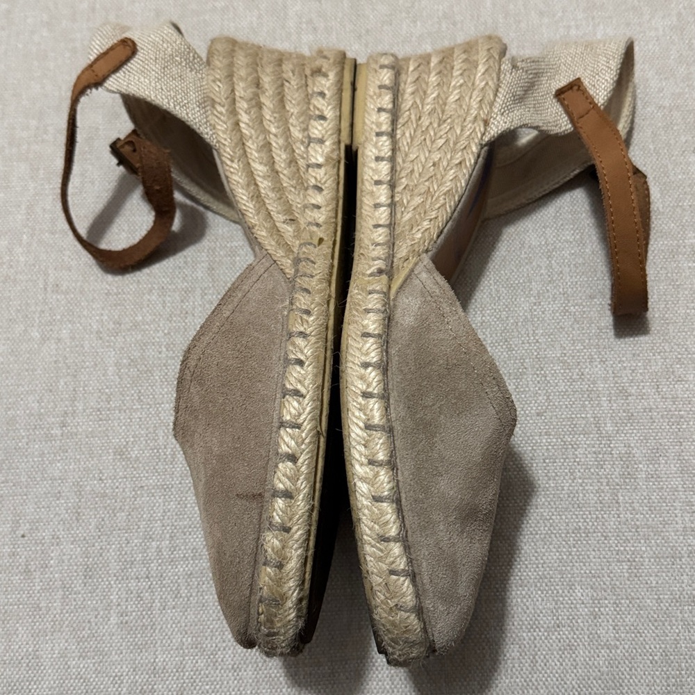 Verbenas Malena Leather Espadrille Wedge Sandal-Taupe-Sz 39-Ankle Strap-GUC - Picture 6 of 16